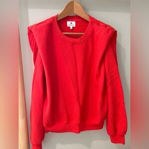 Sundry Crew neck pullover long sleeve shoulder pad sweatshirt cherry red sz 0 XS